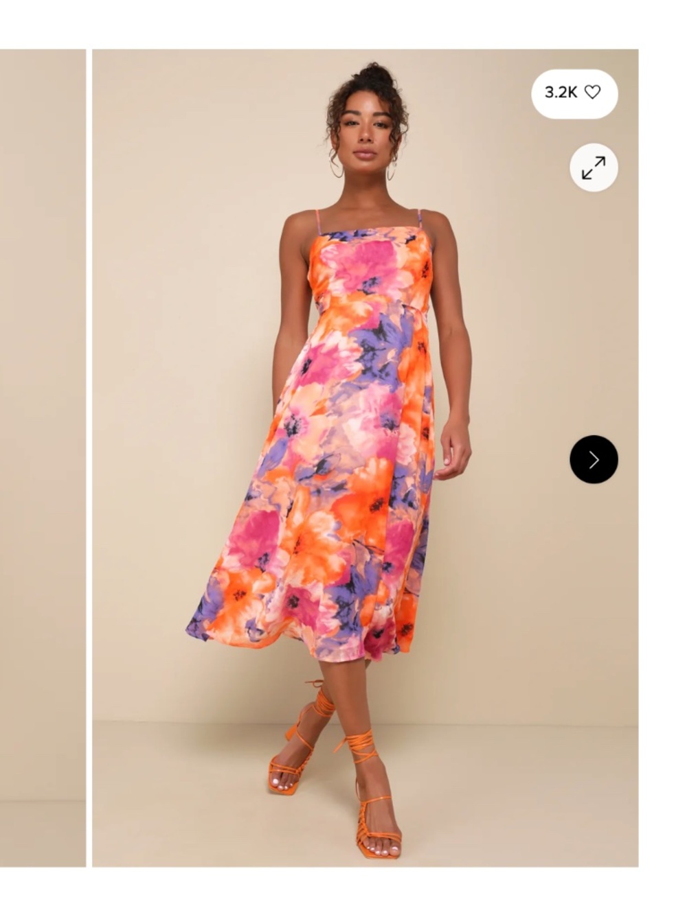 NWT Floral Chiffon Midi Dress Size XL